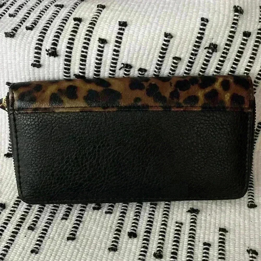 Women’s Black Animal Print Wallet Embellished with a gold design on front - Picture 2 of 4